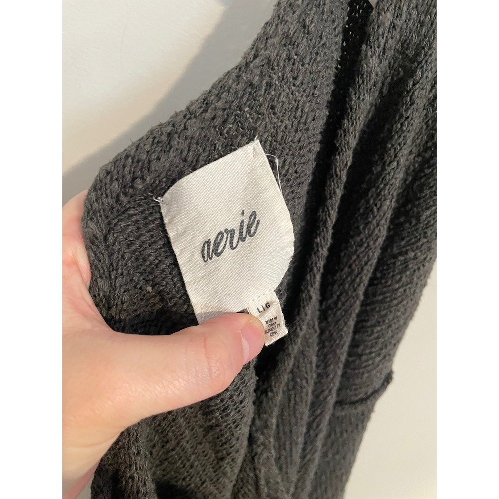 Aerie Oversized Voop Sweater in Gray Size Large Loungewear Casual Knit Cozy‎ - Picture 9 of 11